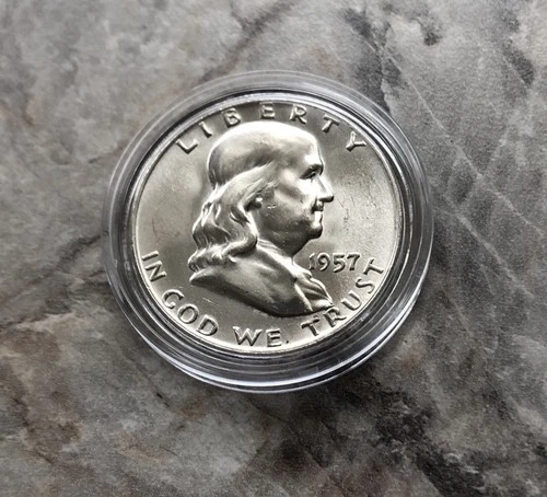 1957-D SILVER FRANKLIN HALF DOLLAR.  BU CONDITION !!!!