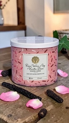 Bath & Body Works Rose Water & Ivy & Vanilla Bean 3 Wick Candle Limited Edition