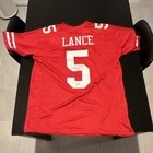 Trey Lance #5 Autographed Red Football Jersey Beckett Authenticated Original