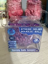 NEW 4 Squishy Balls Sensory Stress Relief Squeeze Fidget Toy BEADS STRESS BALL