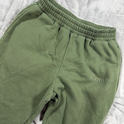 Comfrt Joggers Large Green Fleece Relaxed Fit Sweatpants Cozy