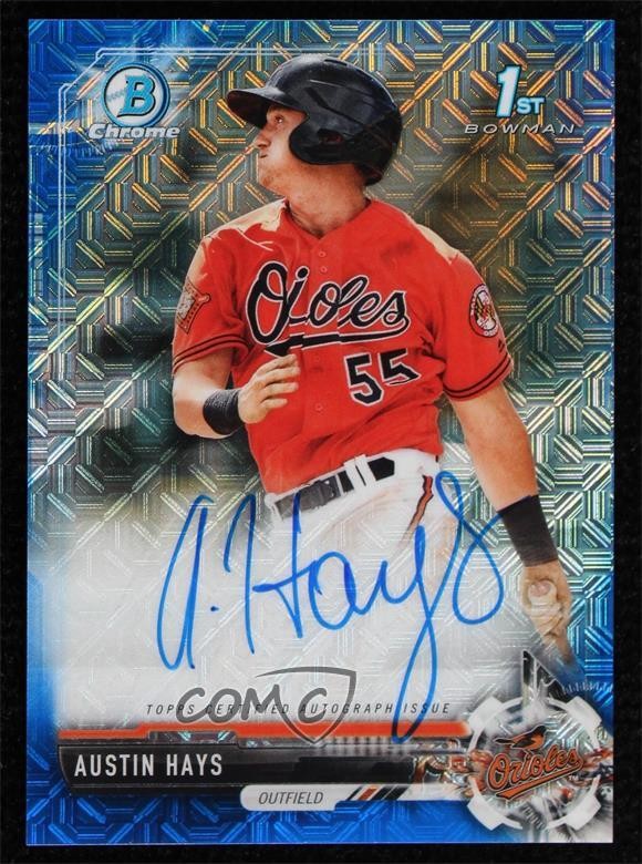 2017 Bowman Chrome Prospect Blue Mojo Refractor 56/150 Austin Hays Auto 4l3