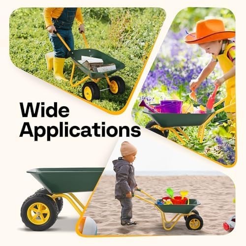 Kids Wheelbarrow Children Garden Cart with Toddler Gardening Tool Set Child Whee - Afbeelding 3 van 7