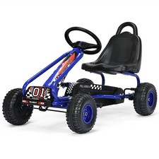 Babyjoy Kids Pedal Go Kart 4 Wheel Ride On Toys w/Adjustable Seat Handbrake Blue