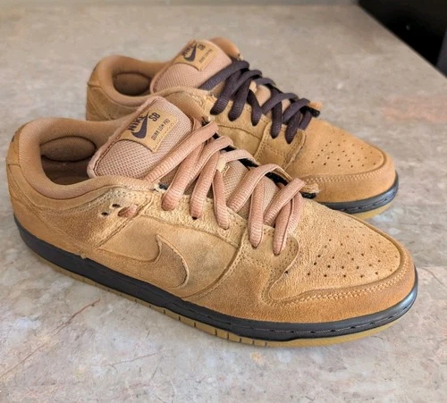 Nike SB Dunk Low Wheat MochaSkate Boarding Sneakers #BQ6817-204 Men Size 8.5 