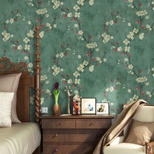 Peel and Stick Wallpaper Vintage Green Floral 118"x17.7" Vinyl Roll