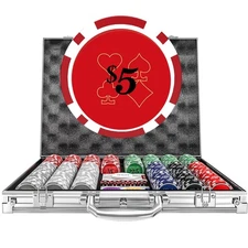 Complete Poker Set with 500 Chips 2 Decks of Cards and Aluminum Case