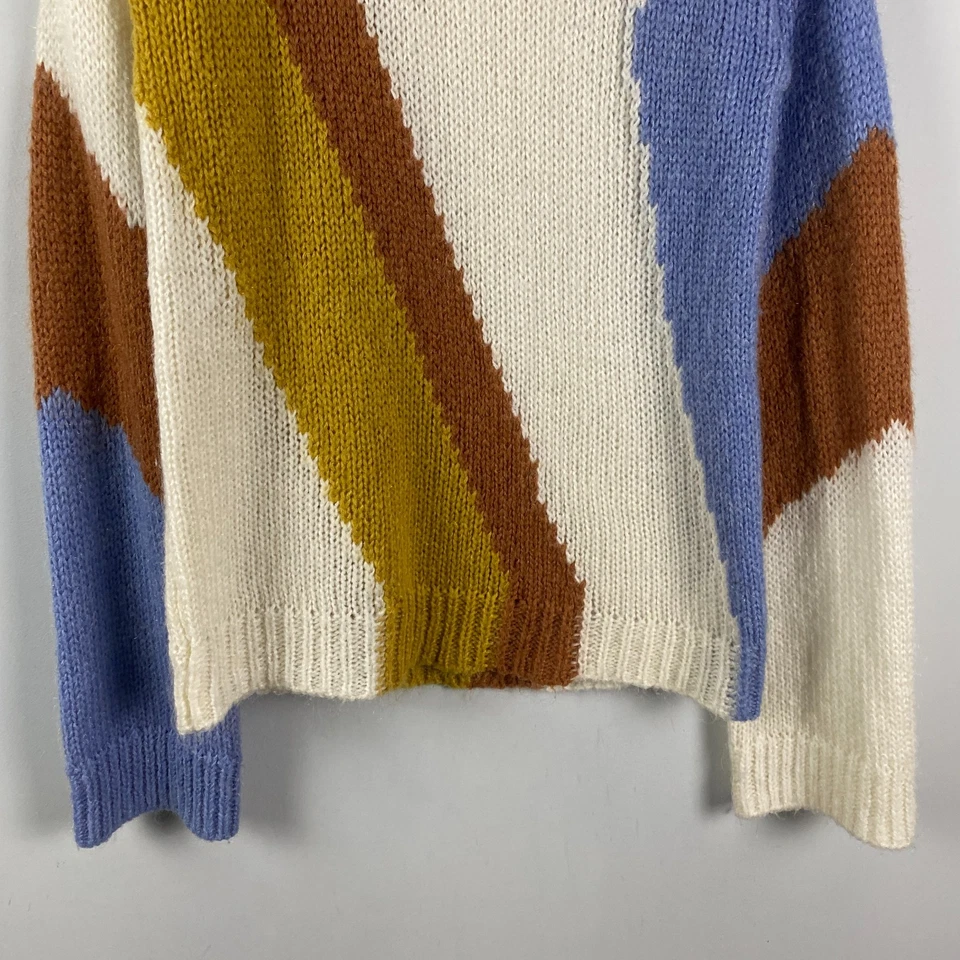 Suéter Pullover Largo Alto Sally Colorblock Pequeño Lana Mohair Cuello Simulado Foto 3 de 4