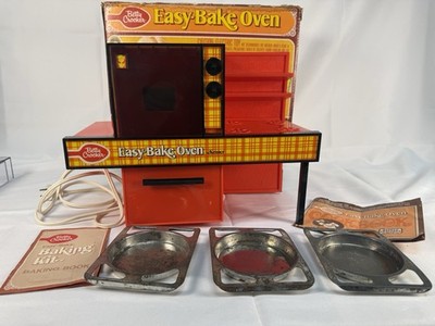Vtg 1973 Kenner Easy Bake Oven 1370 Orange Plaid Working Box Cookbooks Trays