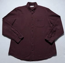 Taylor Stitch Jack Shirt Mens 42 XL Burgundy Organic Cotton Waffle Knit Button