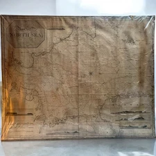 1819 Blachford & Co ”New Chart Of The North Sea” Antique Nautical Map Linen Back