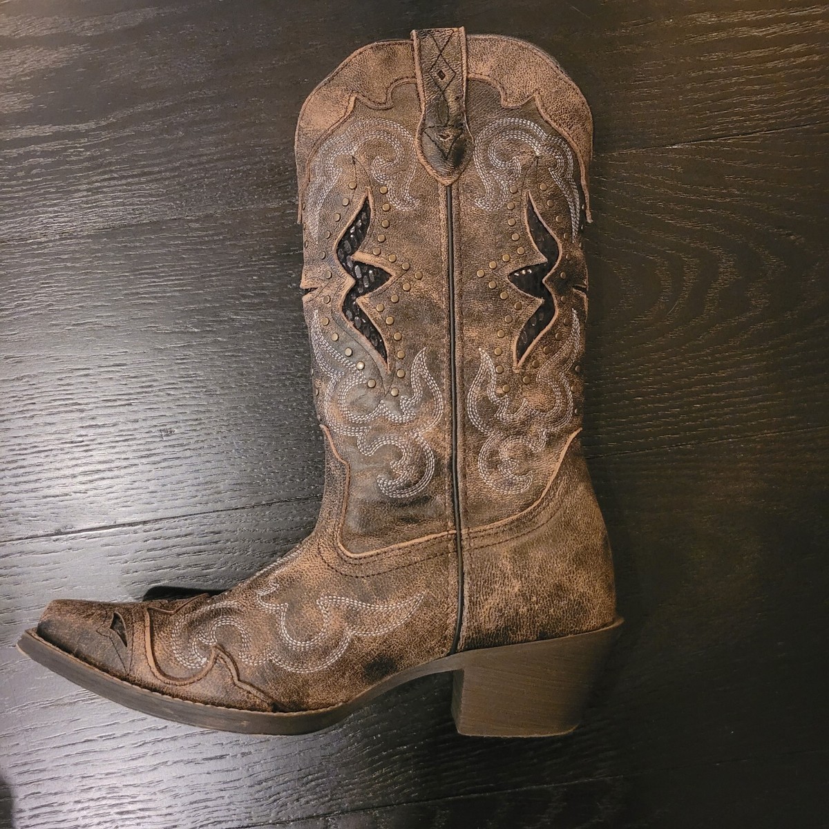 Laredo Lucretia 52133 Brown Cowboy Boots Women's Size 7 Leather Studded Western View 2