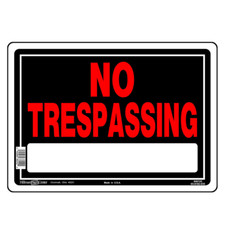 Hillman Black  Red Aluminum No Trespassing Sign, 10 x 14 in.