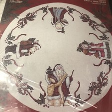 Janlynn 40-73 Santa Tree Skirt Christmas Cross Stitch 44 Round Kit New Santa