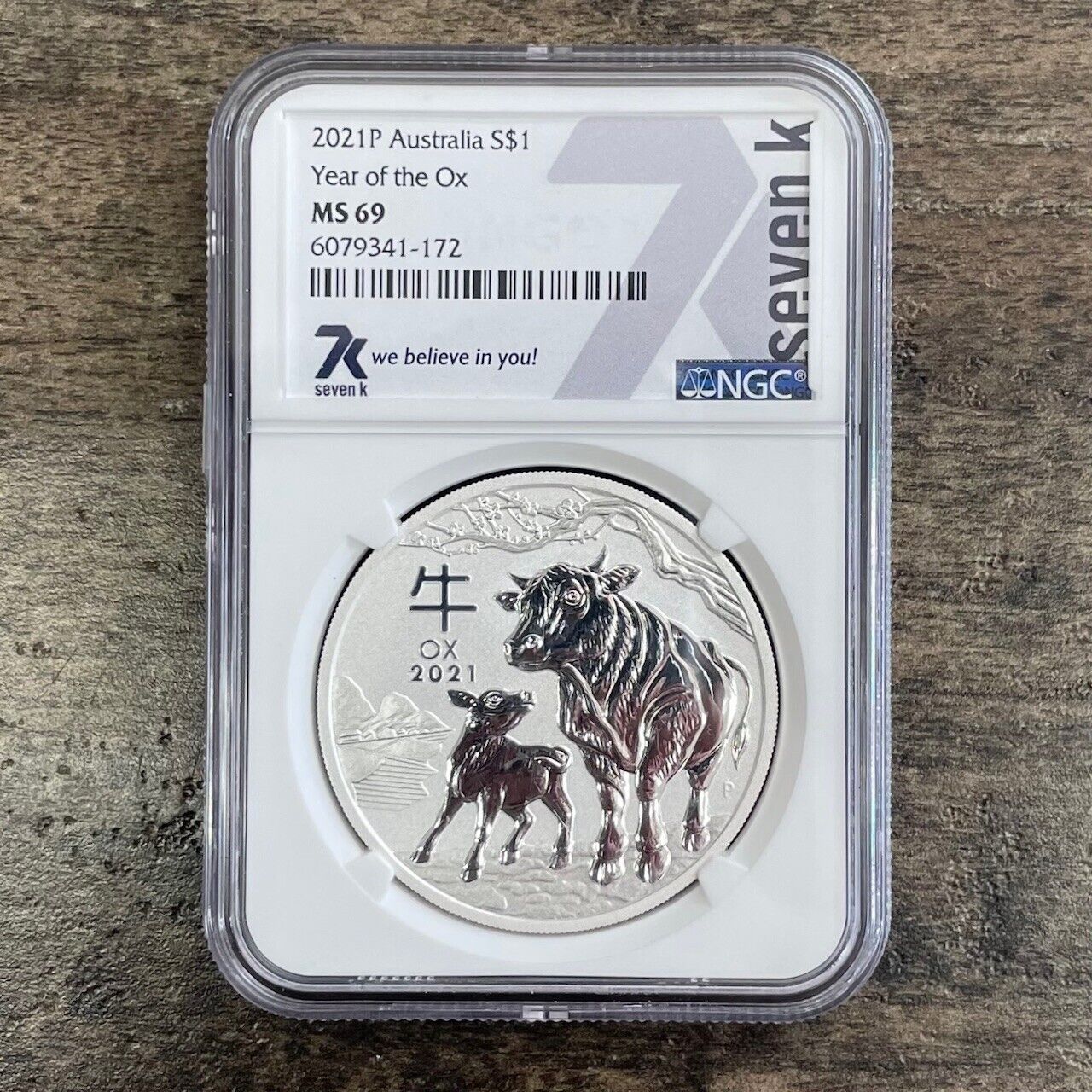 2021 P Australia $1 Year of the Ox 1 oz Silver NGC MS 69 7k Metals Coin