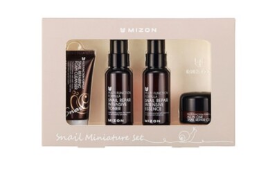 Mizon Snail MIniature Set (Foam Cleanser, Toner, Essence, All in One Face Cream)