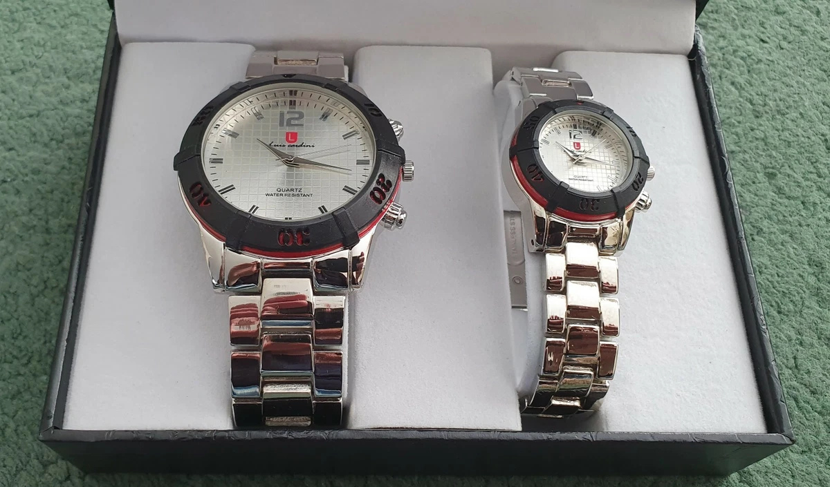LOUIS CARDINI QUARTZ WATCH SET PNP HIS N HERS MENS WOMANS UNWORN IN BOX