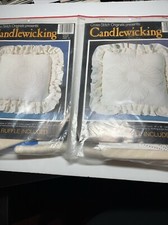 2 Candlewicking Pillow Kit 16x16" Cross-Stitch Originals Feather Wreath Scall