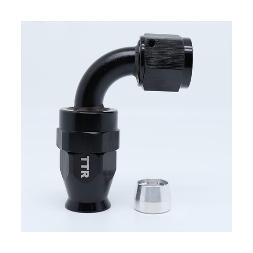 TT Racing -8 AN8 PTFE Swivel Fittings + Black Nylon Fuel Line Hose Kit E85 30... - Picture 6 of 8