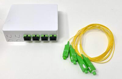 FTTH 4 Port SC-APC Fiber Termination Kit w 4 x SC-APC Simplex Couplers+4 x 1M SC
