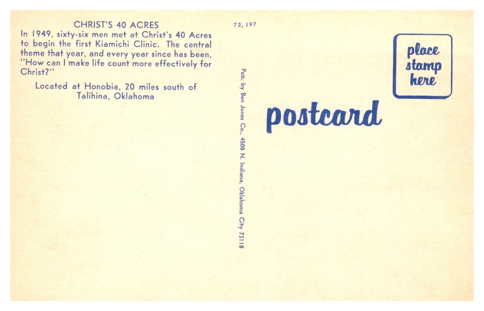 Honobia OK Oklahoma Christ's 40 Acres Entrance Chrome Postcard eBay