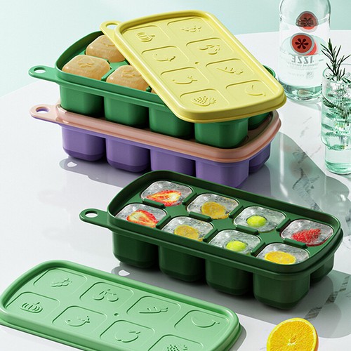 8 Grids Silicone Ice Cube Tray With Lid Mold Maker Tool Square Mould Container - Picture 6 of 12