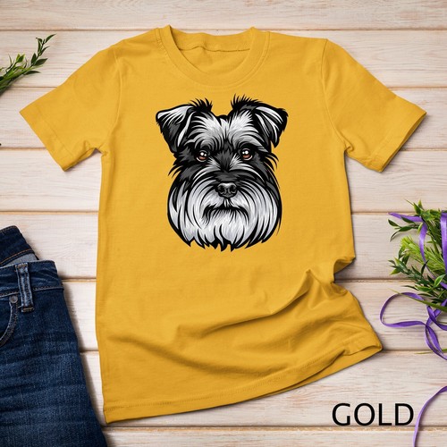 Cool Schnauzer Dog Face T-Shirt Unisex T-shirt - Picture 2 of 15
