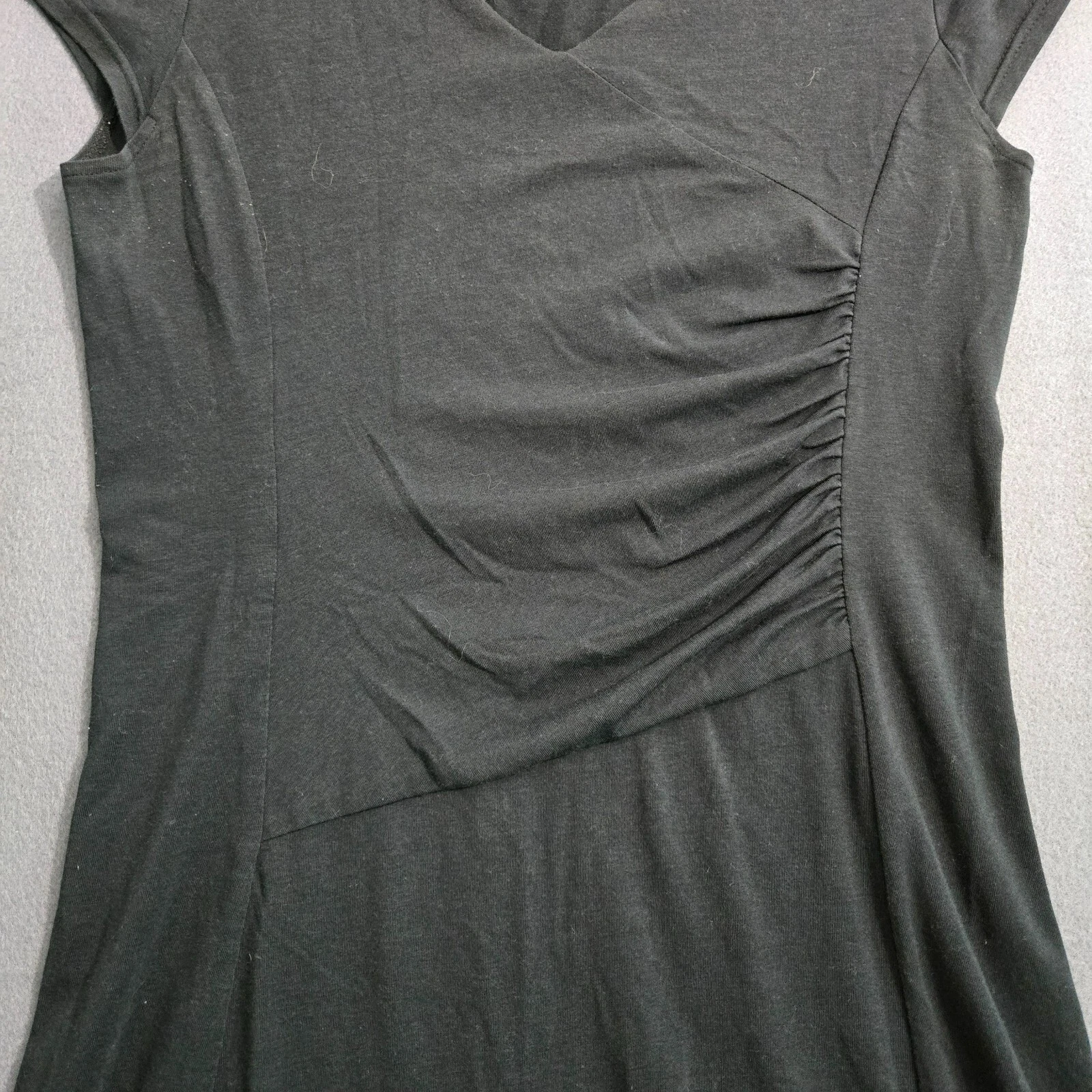 VETEMENTS Abito Kuhl donna S nero scollo a V midi manica corta increspato Coolmax