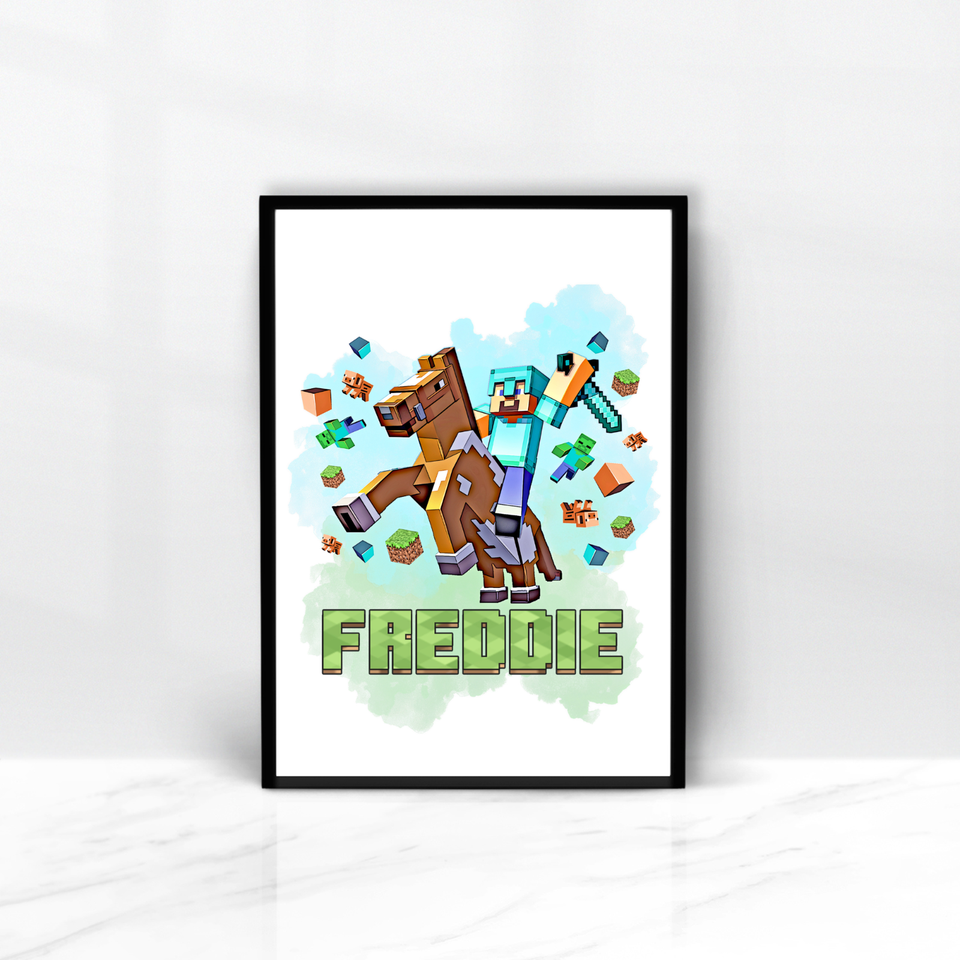 Personalised Minecraft Gaming Poster Set of 3 Bedroom Wall Art Poster ...