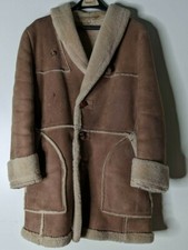 Vintage Marlboro Man Ranch Style Sherpa Shearling Coat By Lakeland Size 40