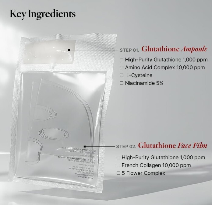house of b glutathione face film House of B Glutathione Face Film Mask 2-Step 4pcs Wrinkle Reduction Skin  Tone up