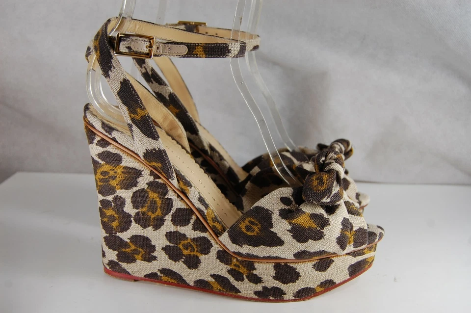 37/7❤️ SANDALIAS CUÑA PLATAFORMA TACONES ALTOS TELA OLÍMPICA CHARLOTTE Foto 4 de 4