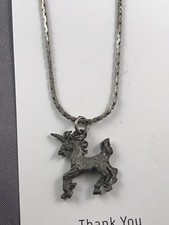  1057   Vintage Unicorn W/ Silver Necklace 15"