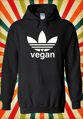 Vegan Logo Vegetarisch Cool Retro Herren Damen Unisex Top Hoodie Sweatshirt 2482