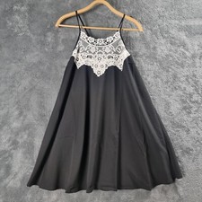 New RUN CINTA RUN Womens Dress Size 10 Black Ivory Lace Trim Sleeveless A-line