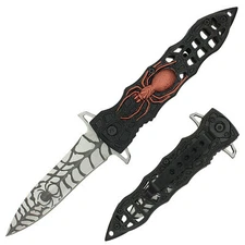 Spring Assisted Deadly Recluse Pocket Knife - Fantasy Blade with Glass Breaker