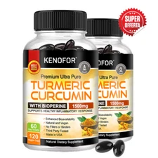 Turmeric with Piperine 30-120 Vegan Turmeric Capsules 95% Curcumin No Additives