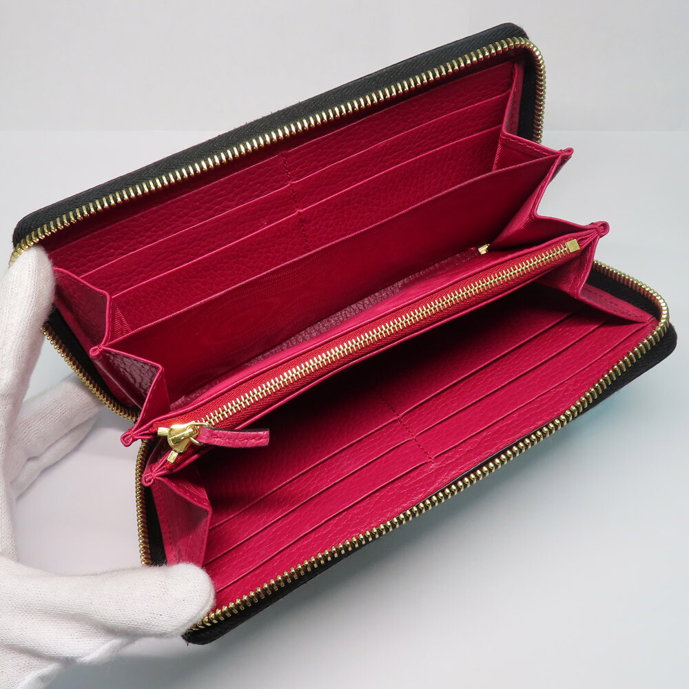 ○Gucci Double G Zip Around Wallet 456117 Japan Limited Black Gold