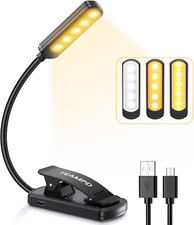 TEAMPD 10 LED Book Light, 3 Eye-Protecting Lightng Colours Reading Light