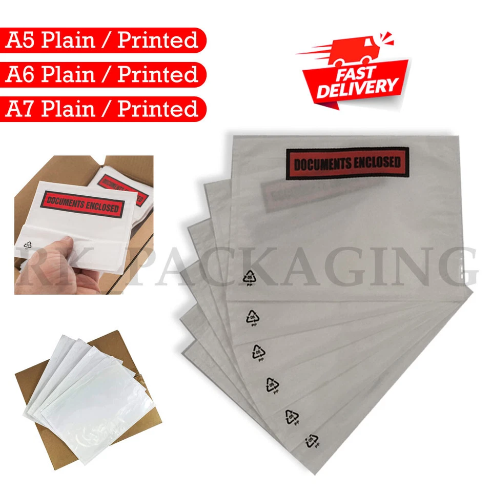 Document Enclosed Wallets A6 A5 A7 Plain Self Adhesive Sticky Pouches Slips New