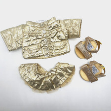 Build A Bear Gold LAM  Jacket Coat Skirt Heels Glitter Shoes Metallic Clothes