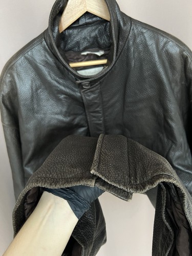 Seraphin Men’s Brown Leather Jacket Silk Lined Buckle Collar Size 52 Heavy Coat - Picture 22 of 24