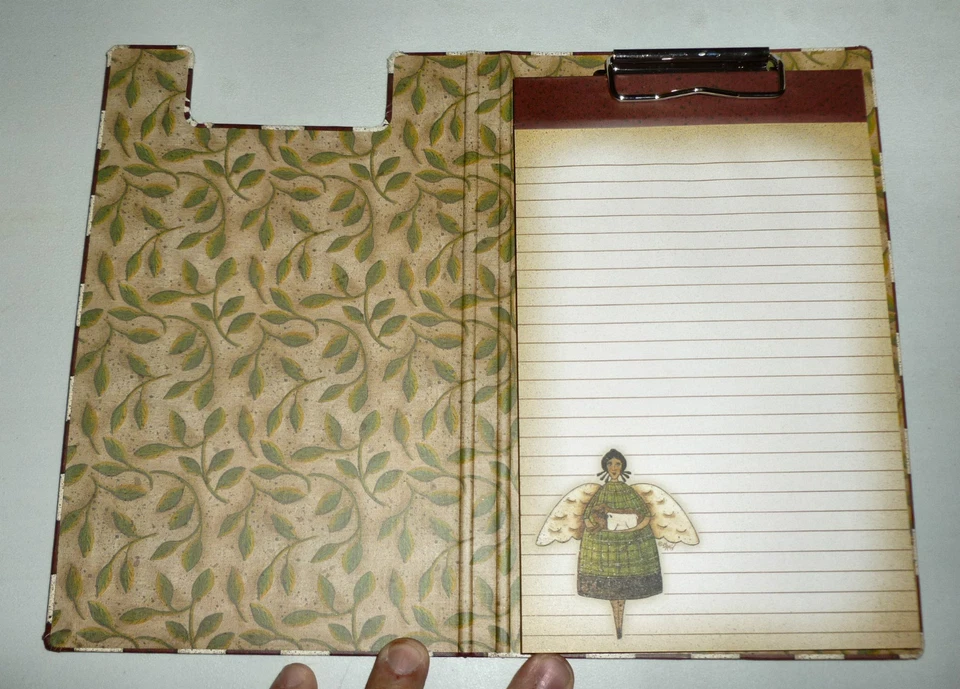COUNTRY ANGEL BURGUNDY CHECK SUNFLOWER CLIPBOARD HARDBACK PORTFOLIO PAD JOURNAL - Image 3 of 4