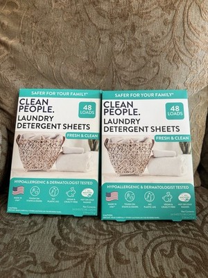 Clean People Detergent Sheets Fresh & Clean 48 Loads 2 Pack Hypoallergenic