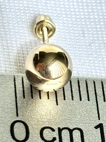 14k solid real Gold ball earrings - 6 mm Diameter- screw back - Picture 6 of 6