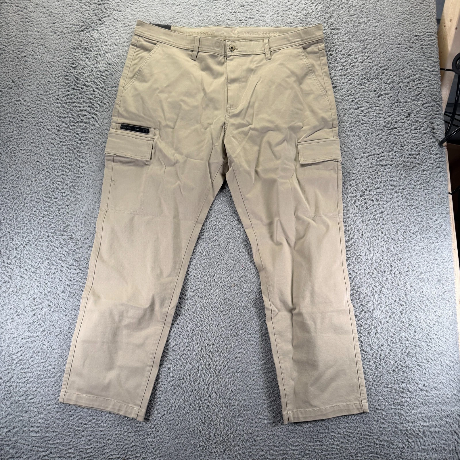 Weatherproof Pant Men 40x30 Beige Cotton Cargo Straight Workwear Utility Stretch