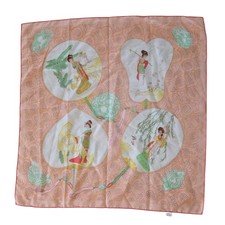 Asian Print Sheer Scarf 100 Nylon Floral Ladies Trees Garden 27x27 Square