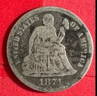 1871 US Seated LIBERTY SILVER Dime! "Philadelphia" Mint! Very Good! Old US Coin!