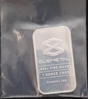 Elemetal 1 oz Fine Silver Bar 1 Troy Ounce Precious Metal Content Total 1 oz