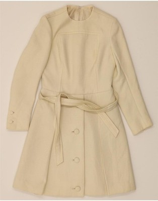 VINTAGE Damen Pullover Mantel UK 12 Medium Off White FD17